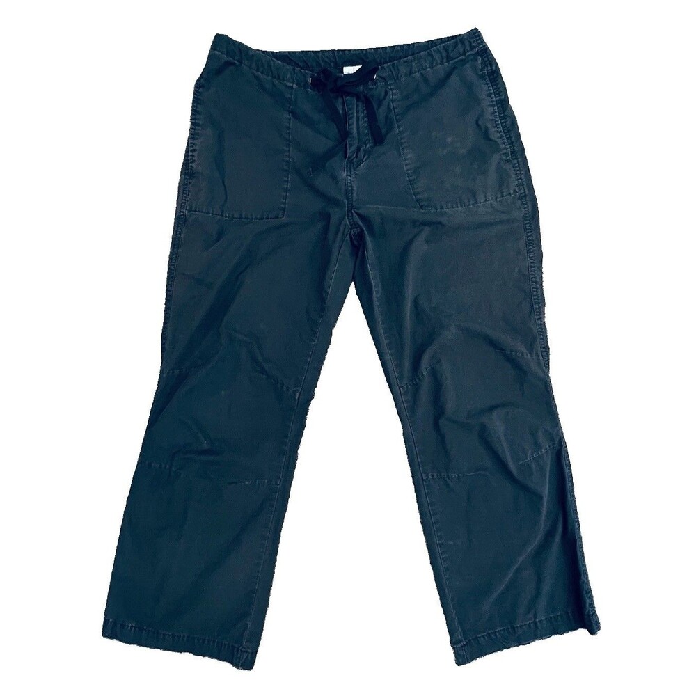 Calvin Klein Utility Chino Pant Cropped Ankle Black Cotton Sz 8 Drawstring